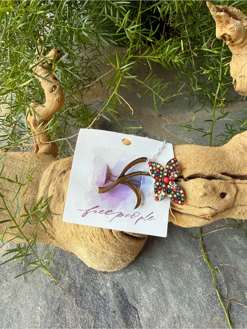 New🌟Free People Multicolor Beaded Butterfly Hair Clip